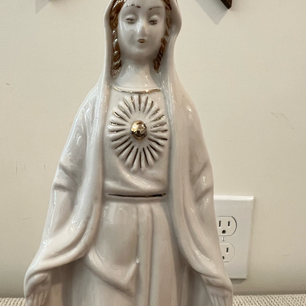Mother Mary Elegant White Ceramic Figurine